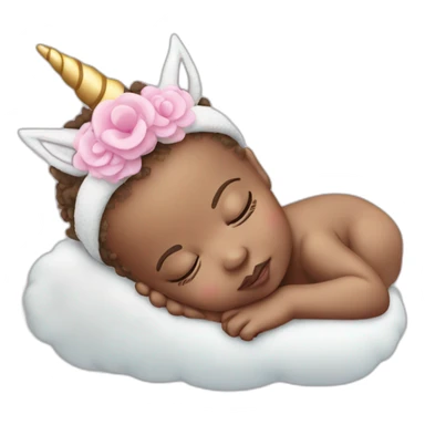 Sleeping white Newborn with unicorn headband sticker