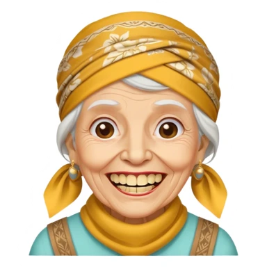 old grandma with golden teeth and a bandana on her head sticker