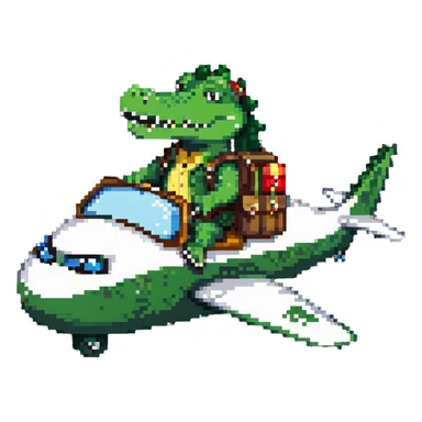 crocodile riding on an airplane sticker