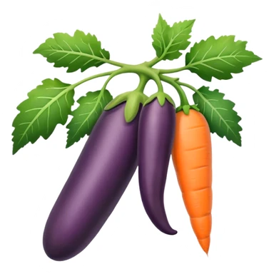 eggplant, cucumber, big carrot, on a branch sticker