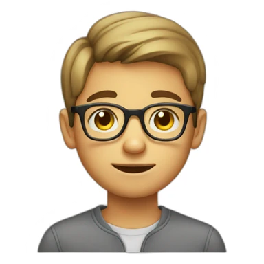 cute boy with glasses, round face sticker
