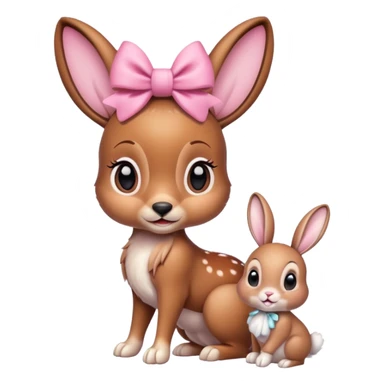 Bambi with pink bow with bunny sticker