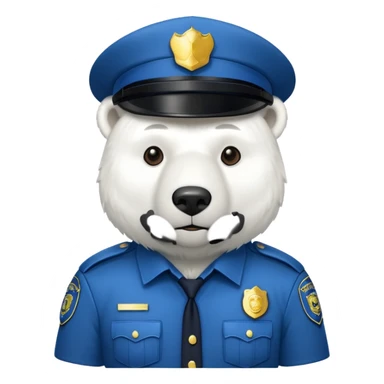 Make a humanoid polar bear dressed as a police sticker