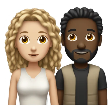 white woman with brown hair and black man with dreads and two tan children sticker