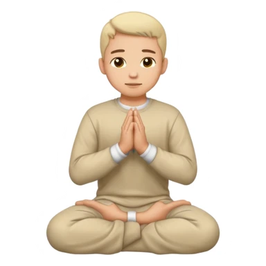 male character kneeling with hands together in prayer, simple and clear emoji style sticker