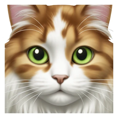 Long haired calico cat with green eyes with most white fur sticker