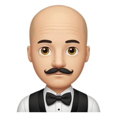 Bald guy with thick black mustache & bow tie sticker