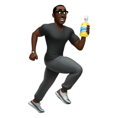 P. Diddy carrying bottles of baby oil while running sticker