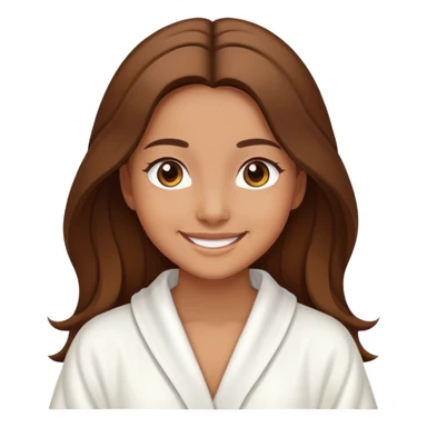 Chica sonriendo con bata color blanca, cabello largo color café, color de piel trigueña  sticker