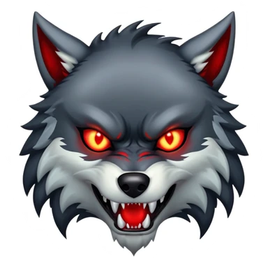 Demonic wolf with glowing red eyes and sharp fangs sticker
