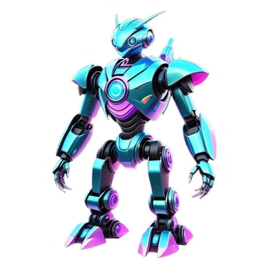  Epic legendary rare glowing mechanical Shiny sparkly transparent bioluminescent luminescent vibrant bright pastel dark exotic iridescent colorful gradients futuristic modern metallic glossy glittery fantasy-cyber-Fakémon-Vernid-robot-creature sticker