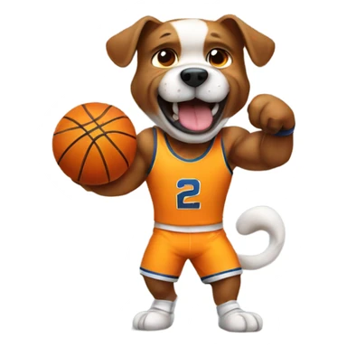 Muscular dog playing basketball sticker