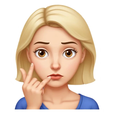 Woman with finger on chin, puzzled expression with furrowed brow sticker