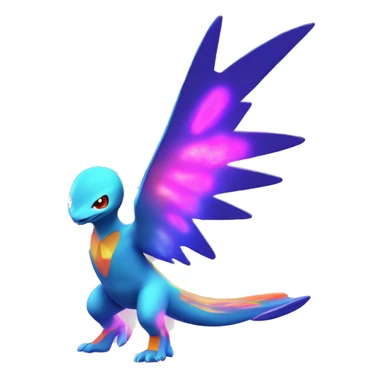 Colorful Neon Colors Vibrant Colors Flying Futuristic Fakémon-Pokémon-Creature Full Body sticker