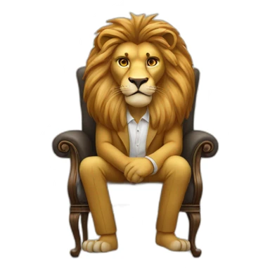 lion-sitting-on-chair-with-suite-with-confidence sticker