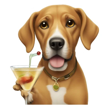 Dog drinking a martini  sticker