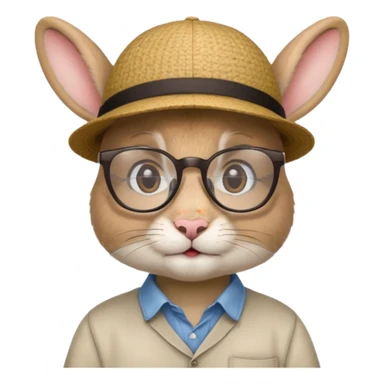 glasses rabbit with hat and shirt sticker