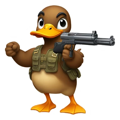 Duck has muscles with a gun sticker