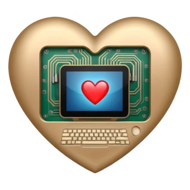 heart with a computer motif sticker