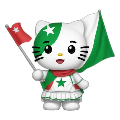 Hello kitty holding algeria flag sticker