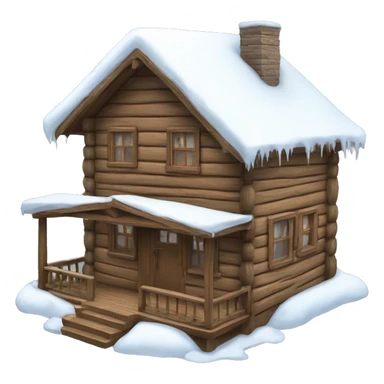 snow-covered wooden house sticker