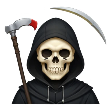 zoomed black hood skull scythe sticker