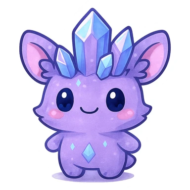 Add cute chibi-style ears to the crystal sprite creature. Keep the background transparent. The style should resemble a cute chibi character with clear, adorable ears, maintaining the original crystal sprite look. sticker