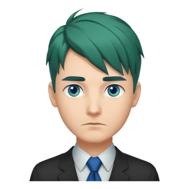 Man with Green Ponytail – dark-green tied hair, calm serious face. sticker