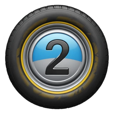 semi tire with the number 2 bright in the center of it sticker