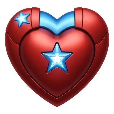 A red Iron Man heart with a glowing blue star in the center sticker