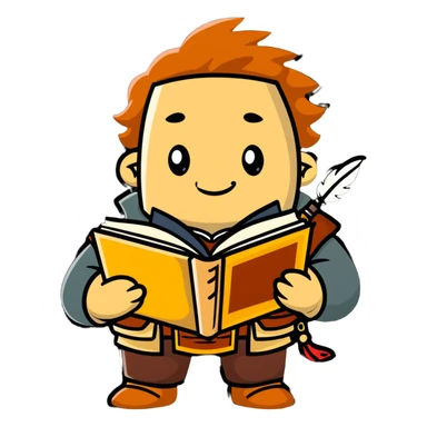 Varric Tethras storyteller with quill and book sticker