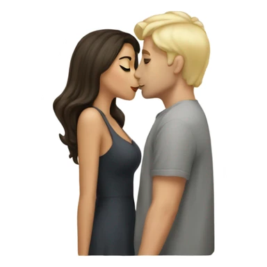 brunette girl kissing blonde man sticker
