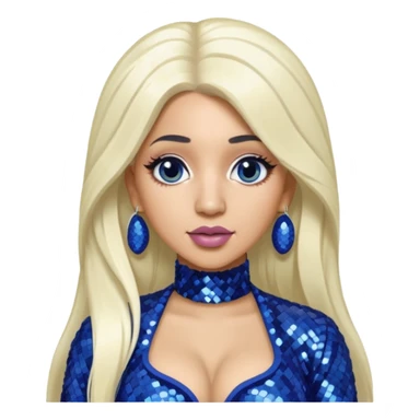Cardi B with long white blonde hair, indigo sequin outfit sticker