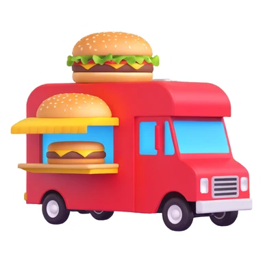 generate me a 3D hamburger food truck sticker
