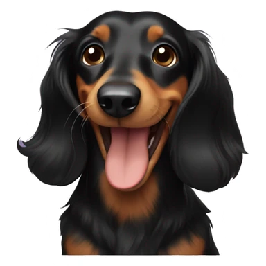 Black and tan long haired dachshund smiling sticker