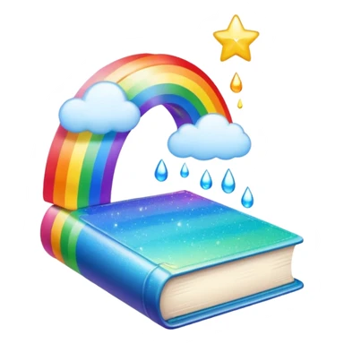 book with rainbow and sparkles, no characters sticker