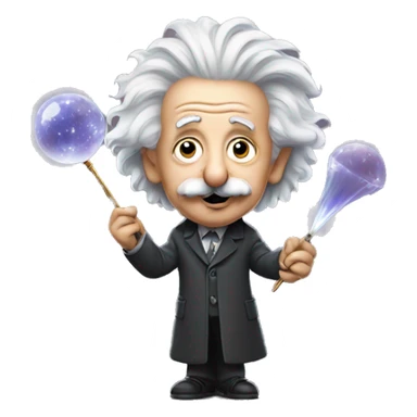 Albert Einstein holds a magic wand in his hand sticker