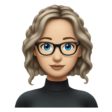 Realistic Jennifer Lawrence brunette wearing black glasses and blue eyes  sticker