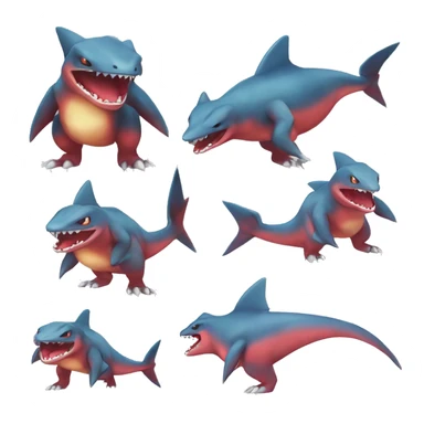 Sharpedo-Charmeleon-Gible-Larvitar-Fakémon Full Body sticker