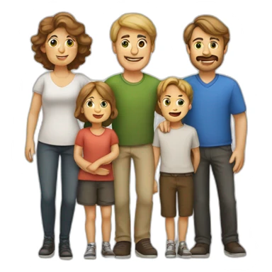 Exactly 5 person European Family consisting of 1 Man, 1 Woman and 3 Boys sticker