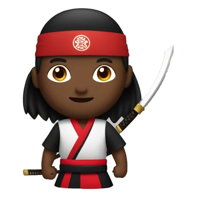 Red & Black Medium Dark Skin Tone Samurai sticker