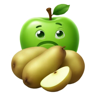green apple and a pile of potatoes sticker