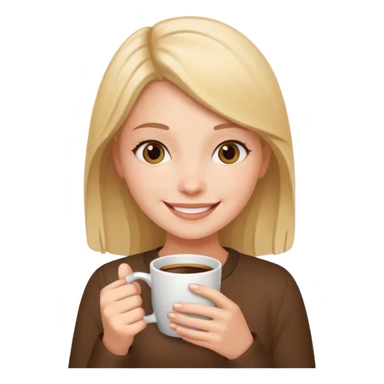 smiling girl with coffee mug sticker