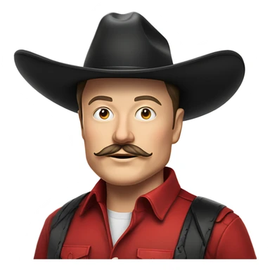 Elon musk eloncho with big mustache and black sombrero mexican hat and Tesla logo red shirt Tesla symbol token sticker