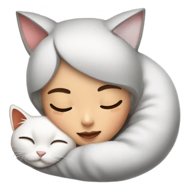 a super cute cat is sleeping above an asia girl head sticker