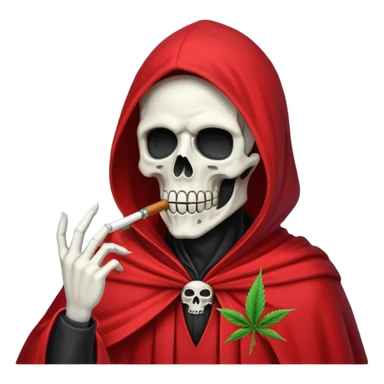grim reaper in red cape smoking weed with loads of smoke in the air sticker
