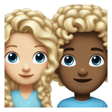 girl with long blonde hair and blue eyes, in love with boy with curly brown hair sticker