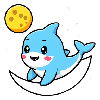 Baby shark on the moon sticker