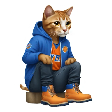 cat in timbs, New York knicks jersey sticker