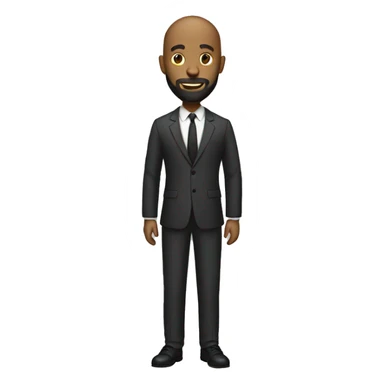 Full length suited bald headed black man with a beard sticker